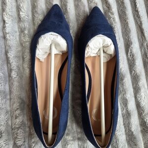 Elegant Navy Blue Suede Women's Flats